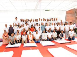 Countdown to Intl Yoga Day, held by the DoCA at Krishi Bhavan premises on 10-6-2022